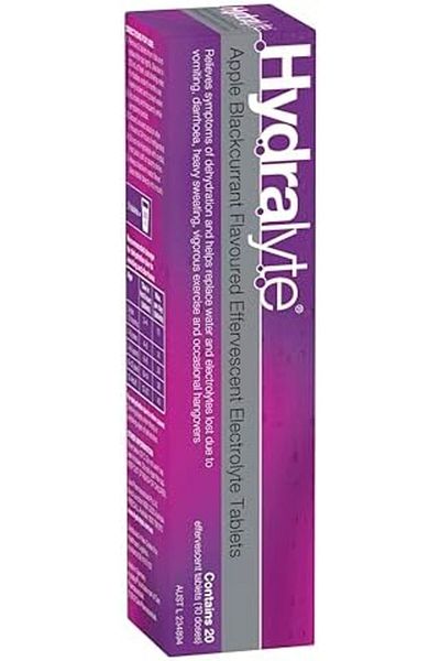 HYDRALYTE Effervescent Electrolyte Tablets, Apple and Blackcurrant Flavor, 20 Servings