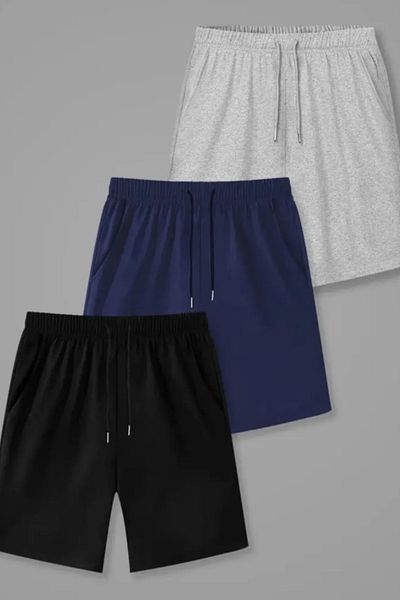 INFLUYENTE Unisex 3-Piece Advantageous Pack Relaxed Fit Loose Leg Shorts
