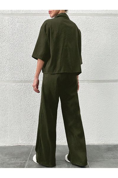JESSE STORY Women's Wide Leg Pants Kupra Fabric Elastic Waist