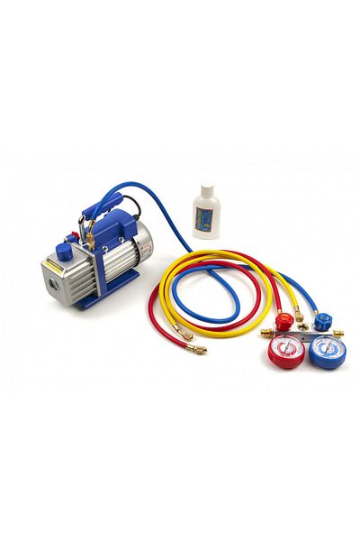 HBM Machines ﻿POMPA VID VACUUM AER CONDITIONAT CU O ETAPA MANOMETRU CU 2 PORTURI 60L/MIN HBM MACHINES OLANDA