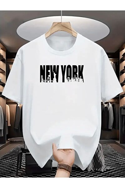 FUFLUNS تي شيرت برقبة دائرية مطبوع عليه نيويورك