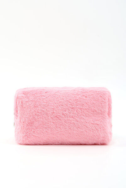 SHAKA Pink Shk244 Plush Fabric Zippered Single Compartment Travel and Makeup Bag