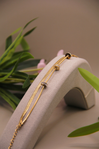 assa accessories سوار من الفولاذ المقاوم للصدأ مطلي بالذهب 316L - مقاوم للتلط...