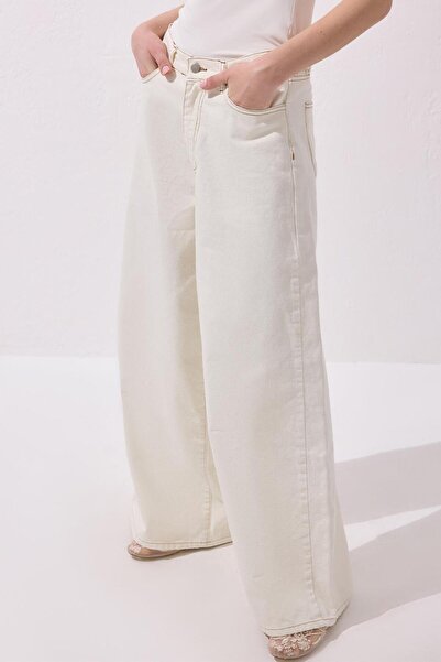 KADRİYE BAŞTÜRK Flowy Loose Jeans Ecru
