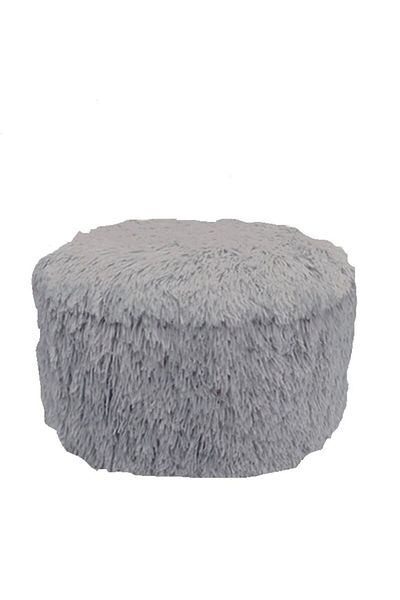 OEM Puf decorativ gonflabil Shaggy gri deschis
