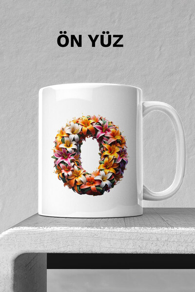 markcat Letter O Made of Flowers Porcelain Mug - a Quality - Printed Mug