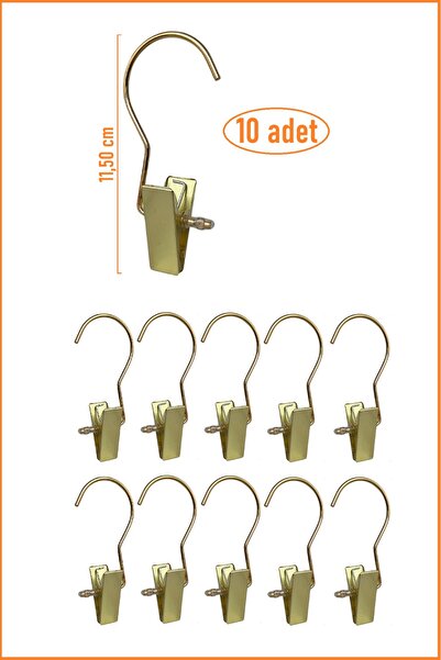 EZMK EV GEREÇLERİ Metal Eşarp Askısı, Şal Askısı, Çok Amaçlı Mandallı Askı - 10 Adet ( Bakır & Gümüş & Gold )