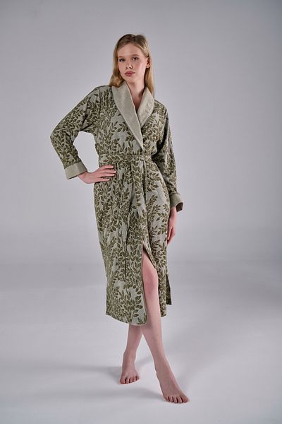 Nuşa Robă elegantă și elegantă din jacquard Niki din catifea din bumbac din bambus