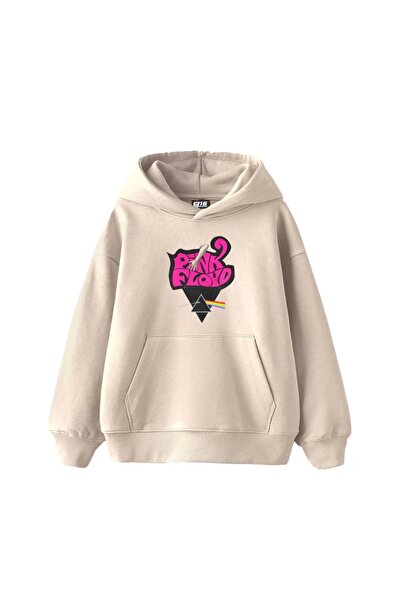 Bak Moda Hanorac oversize bej cu imprimeu Pink Floyd