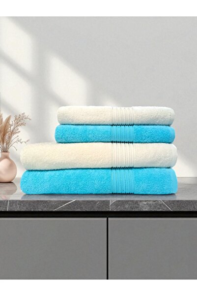 asev tekstil 90X150 & 50X90 cm – Glitter 4-Piece Bath Towel Set