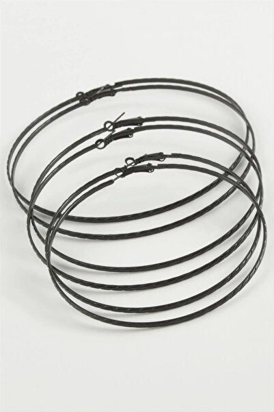 hayalimsah Chain Patterned Metal Hoop Earrings 6 Pieces