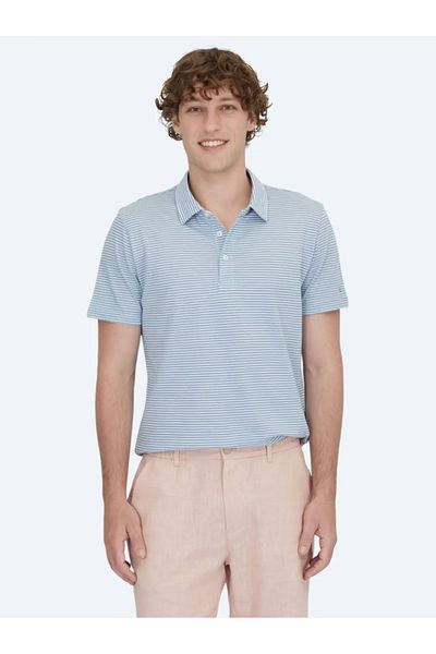 Kip Blue Polo Neck 100% Cotton T-Shirt