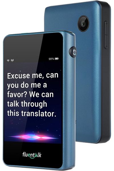 Fluentalk جهاز الترجمة الفورية Timekettle T1 Mini مع بيانات عالمية لمدة عام واحد (أزرق)