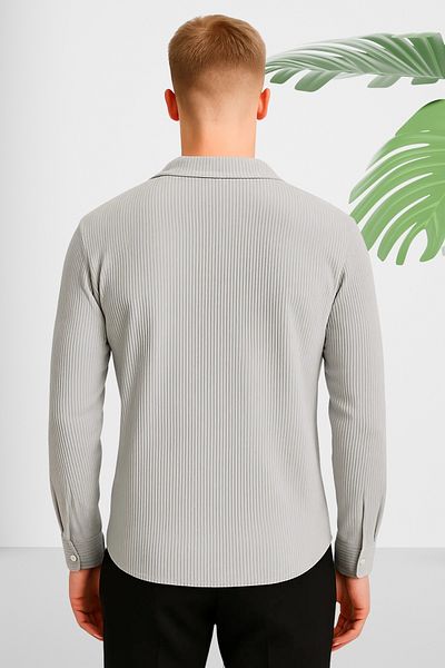 Ferhatlı Men's Corded Shirt Ottoman Fabric Lycra Seasonal Long Sleeve Shirt