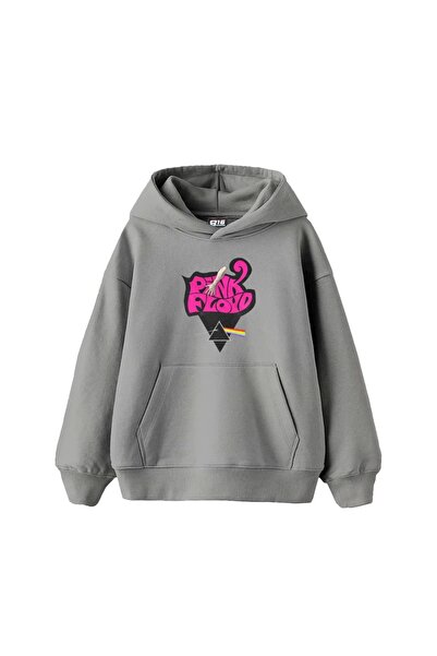 Bak Moda Hanorac gri oversize unisex cu imprimeu Pink Floyd