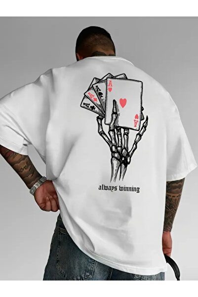 FUFLUNS تي شيرت برقبة دائرية كبيرة الحجم مطبوع يدويًا من ورق السكيمبول والهيك...