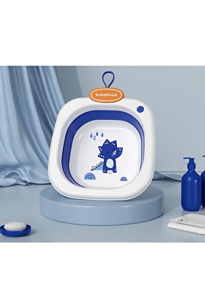 Flippy Collapsible Basin for Kids 1-8 Years, Animated Design, PP+TPE, 32x29x10 cm, Blue