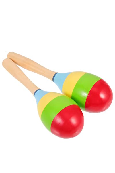 Toy Oyuncak Okul Öncesi 2 Adet Ahşap Marakas 20 cm Ritim Perkusyon Oyuncak Ço...