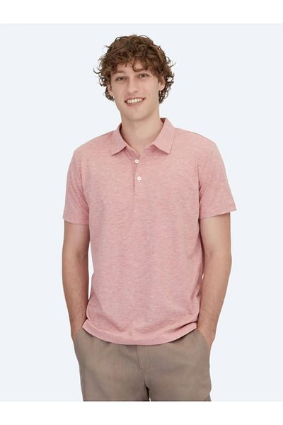 Kip Red Polo Neck Cotton Blend T-Shirt