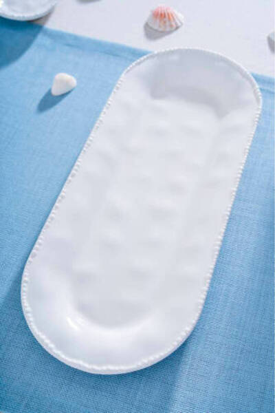ACAR Mılano Porselen Oval Servis Tabağı 40 cm 40 cm BEYAZ