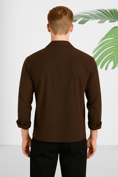 Ferhatlı Men's Corded Shirt Ottoman Fabric Lycra Seasonal Long Sleeve Shirt
