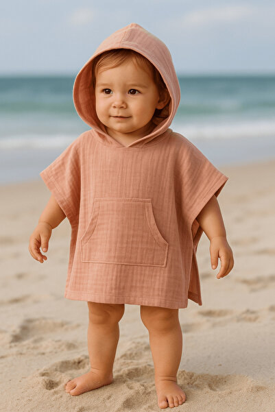 Baby Class Kapüşonlu Müslin Çocuk Panço