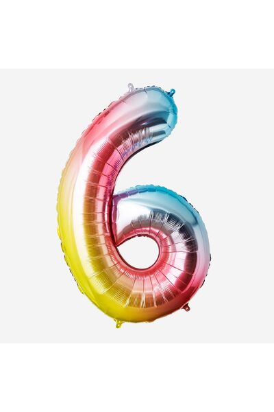 Flying Tiger Copenhagen 6 Rakamı Renkli Folyo Balon