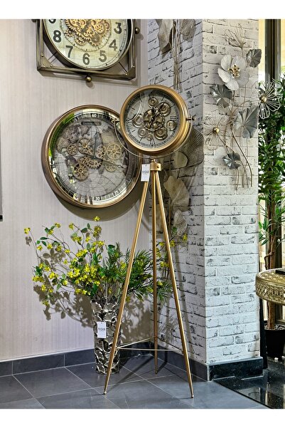 YASAR CONCEPT Retrovia Metal Çarklı Tripod Ayaklı Saat 155 Cm
