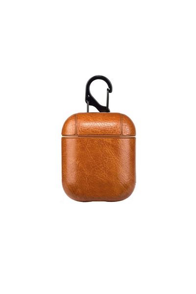 Bibilel Leather support case for headphones compatible with Apple AirPods, Light Brown