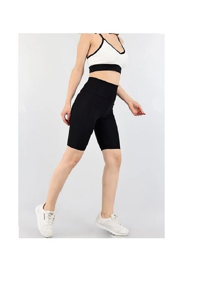 Yüzde Dört General Brands Black Women's Sports Leggings Outer Wear Casual High Waist Ribbed Leggings