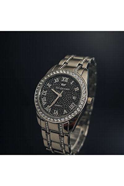 Goldpower Sim ve Taş Detaylı Unısex Lüks Metal Kol Saati