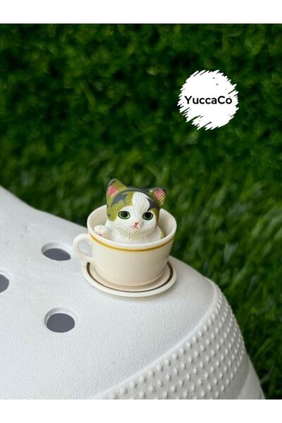 YuccaCo Accessorize Your Life زخرفة شبشب على شكل قطة/شبشب على شكل قطة مع كوب ...