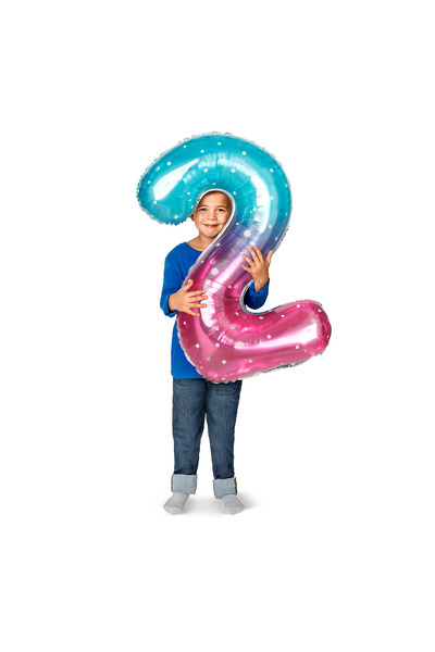 Flying Tiger Copenhagen Pembe Mavi Parlak 2 Numaralı Folyo Balon