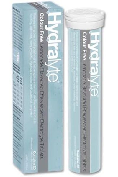 HYDRALYTE 20 Effervescent Electrolyte Tablets by Hydralyte, Color-Free (Lemon Juice)