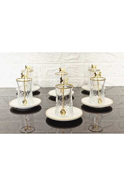 atabey home 18 Pieces Porcelain Plate Tea Set - 6 Cup - 6 Plate - 6 Butterfly...