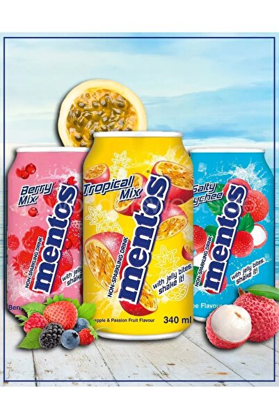 Mentos Tuzlu Liçi - Tropikal Meyve - Orman Meyveleri Aromalı 3'lü İçecek Set