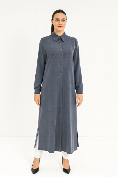 PERFECT 1552 ÖNDEN GİZLİ DÜĞMELİ GÖMLEK YAKA A KESİM TUNİK KAP #05-25#