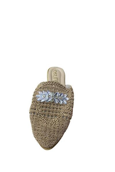 güven kundura Women's Knitwear Stoned Closed Front Slippers