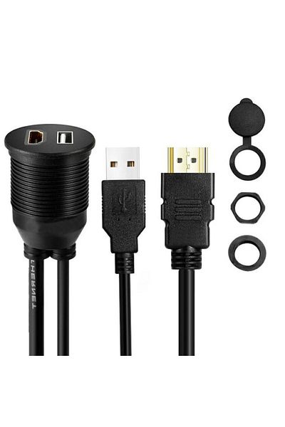 OEM Cablu HDMI și USB 2.0 universal pentru vehicule - compatibil cu mașini, motociclete și bărci, 1 metru