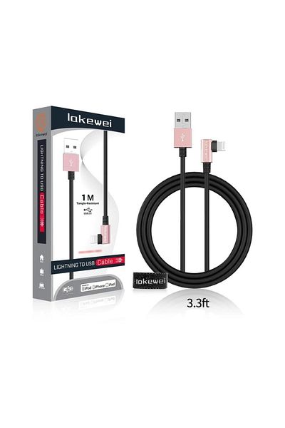 Lakewei Set of 2 charging cables for Iphone, Ipad Lakewei, 1m, black, pink