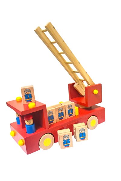 SDX Market Jucărie educativă din lemn pentru camionul de pompieri
