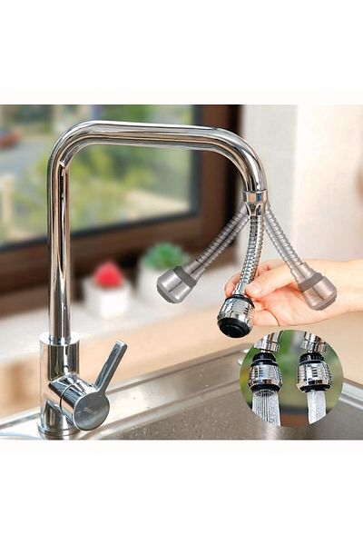 Gritille Flexible Hose Faucet Head – 2 Mode Water Saving Device – Swivel Head Sink Extender