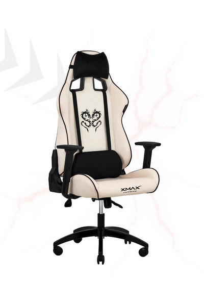 XMAX / Rio Plus Balerion Terletmez Kadife Kumaş Beyaz Gaming Oyuncu Koltuğu / 120 Kg Taşır