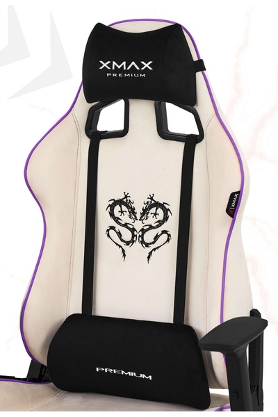 XMAX / Rio Plus Balerion Terletmez Kadife Kumaş Beyaz Gaming Oyuncu Koltuğu /...