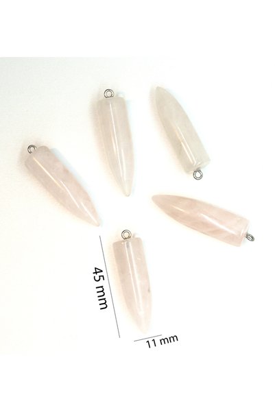 Yıldırım Natural Stone White Jade Pendant Bead – 45X11 mm for Jewelry Making