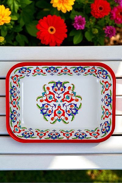 İnci Emaye No. 22 Enameled Square Plate Appetizer Breakfast Camping Picnic