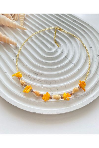 LiKESUN Coral Natural Stone Necklace
