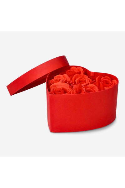 Flying Tiger Copenhagen Kırmızı Kalp Kutuda 6'lı Yapay Gül Seti