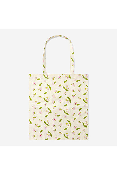 Flying Tiger Copenhagen Kiraz Çiçeği Desenli Pembe Bez Çanta