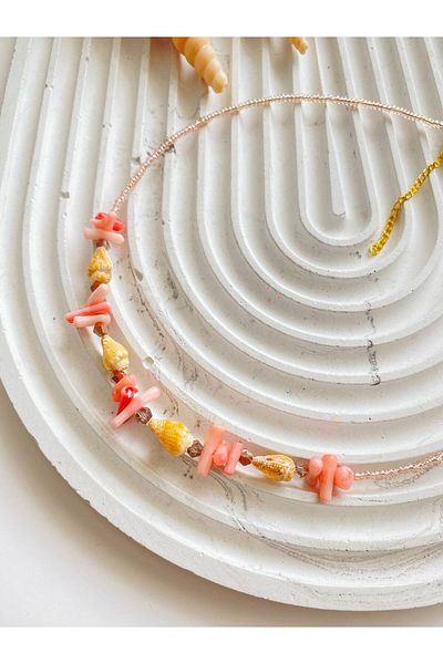 LiKESUN Coral Natural Stone Necklace